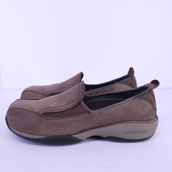 Merrell Primo Moc II Coffee Brown Nubuck Leather Womens Slip-On Comfort Size 7.5 - Picture 6 of 15